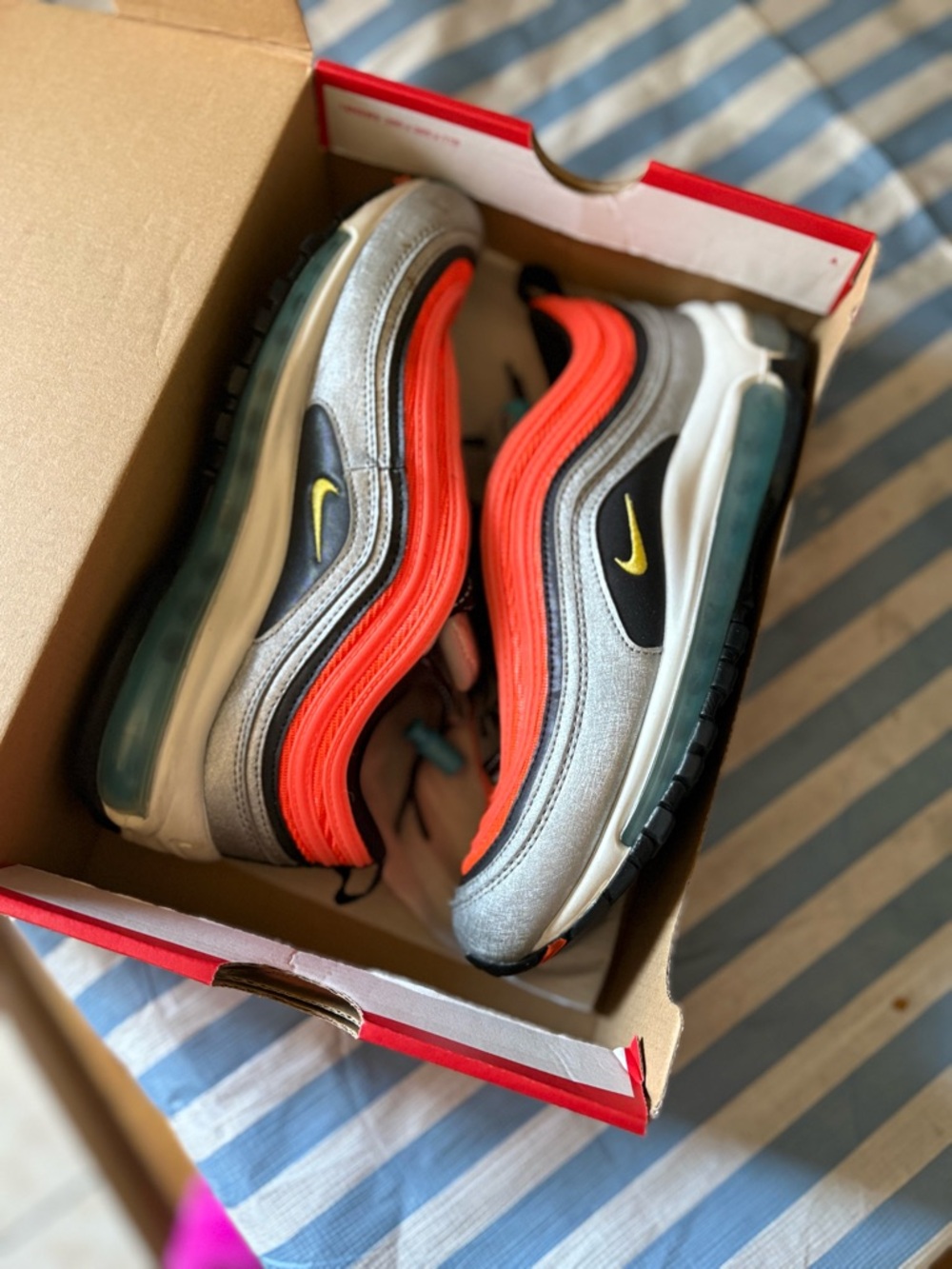 Nike Kids' Air Max Style Sneakers - Silver, Orange, Black, Yellow